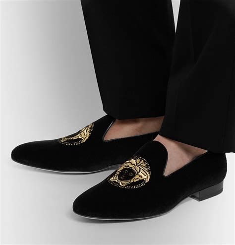 velvet versace loafers|Versace collection loafers.